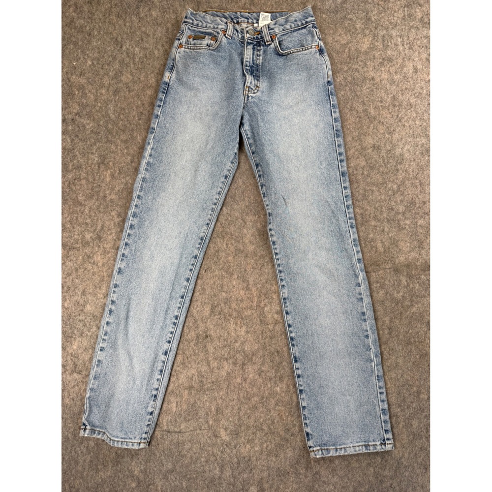 Vintage Calvin Klein High Waisted Straight Leg Jeans Light Wash Made in USA 1 24